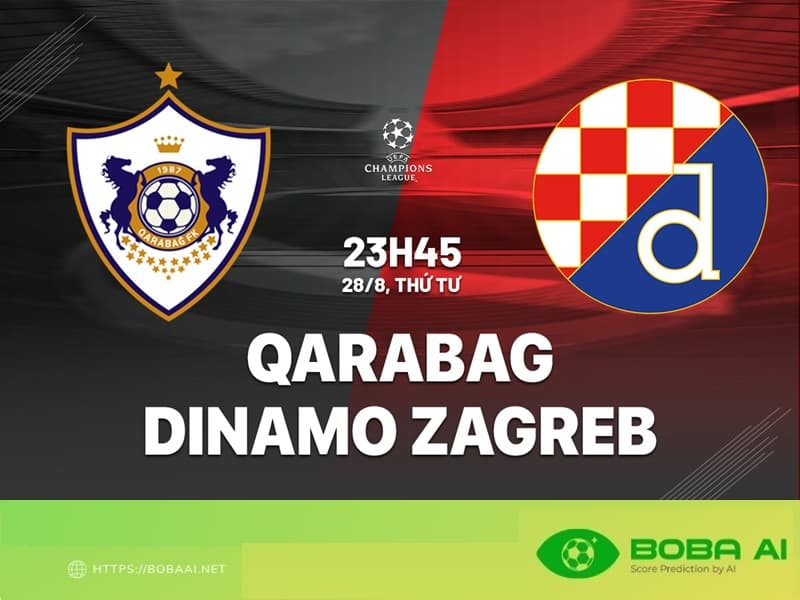 Nhận định Qarabağ vs Dinamo Zagreb 23h45 ngày 28/8 (Champions League 2024/25)